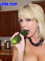 Naughty blonde shows us what she can do with things she's  found around the kitchen. - Naughty Alysha,  MILF,  Big Tits