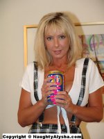 Horny slut buries different beer bottles and cans in her twat - Naughty Alysha,  MILF,  Big Tits