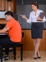 Allison Moore is a piano teacher. Truth be told she's a horrible piano teacher. She doesn't know much about the piano,  but she knows how to please her clients,  You see,  Allison only takes piano teaching jobs to get her pussy stuffed by her student's fat c
